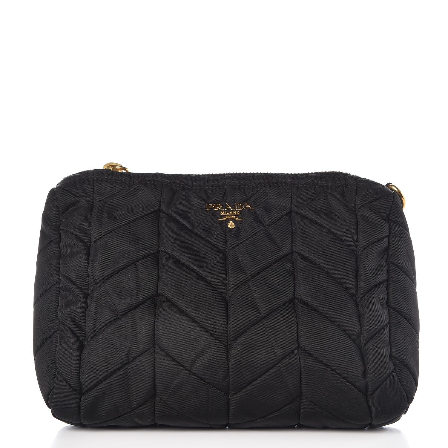 Prada Tessuto Nylon Chevron Quilted Wrislet Nero Black 1 of 8