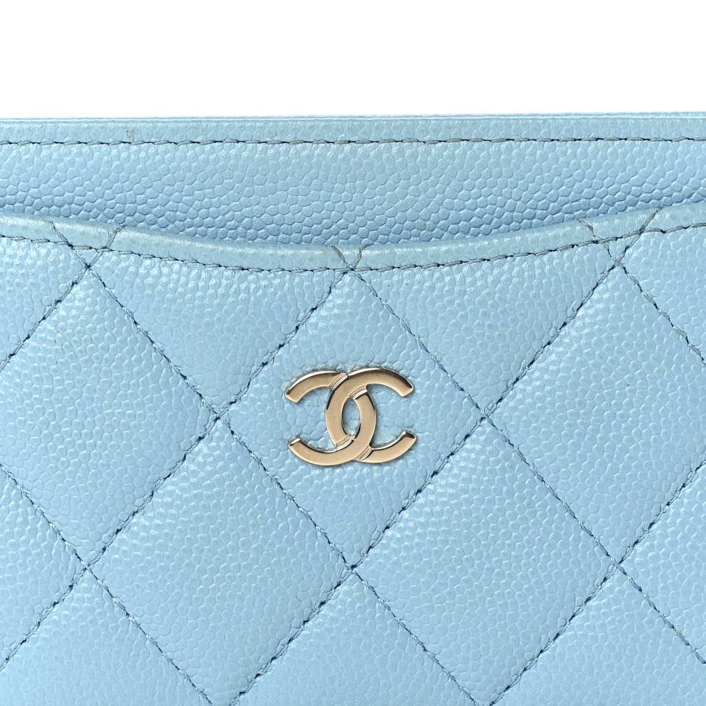 Caviar Quilted Card Holder Blue