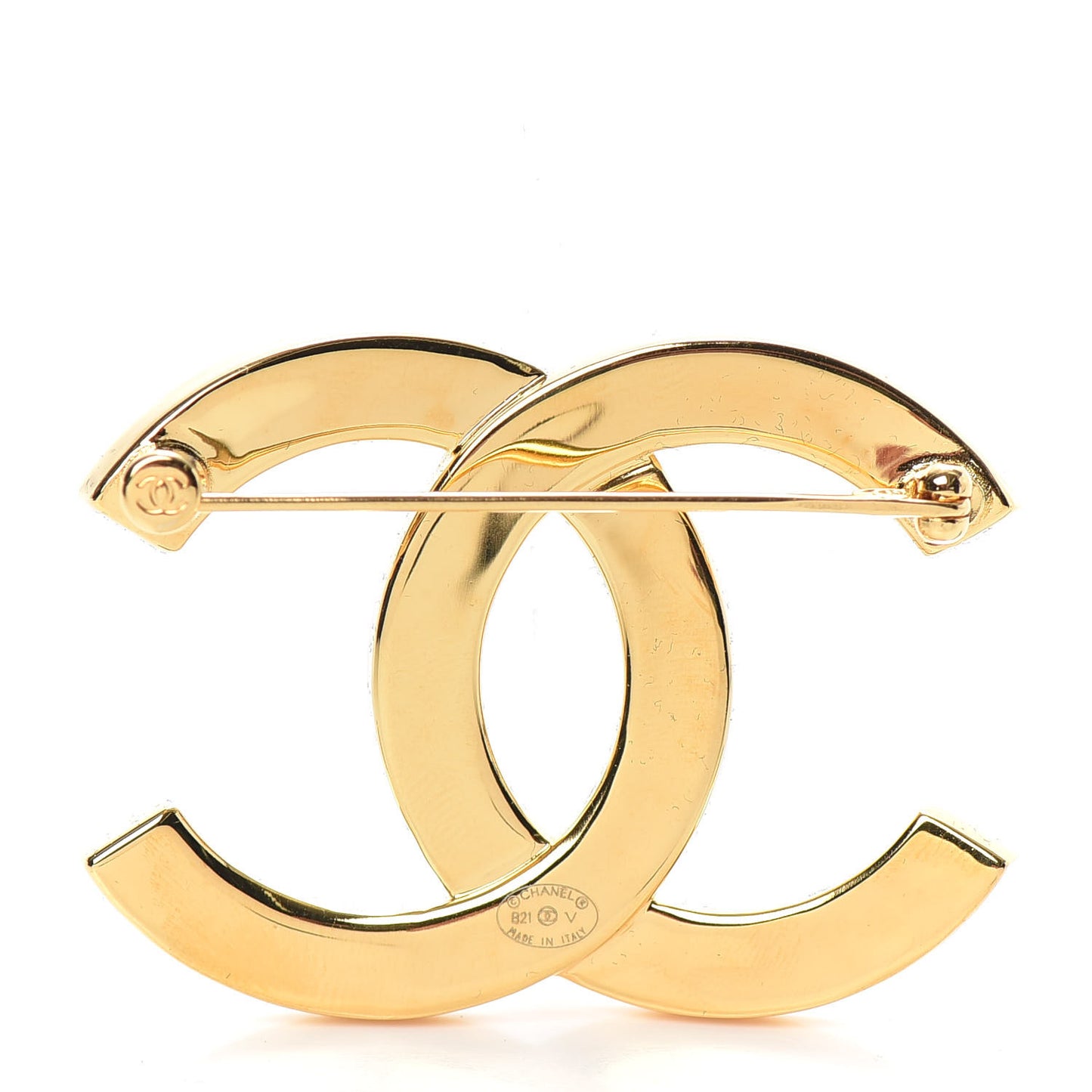 Metal Paris Button CC Large Brooch Gold