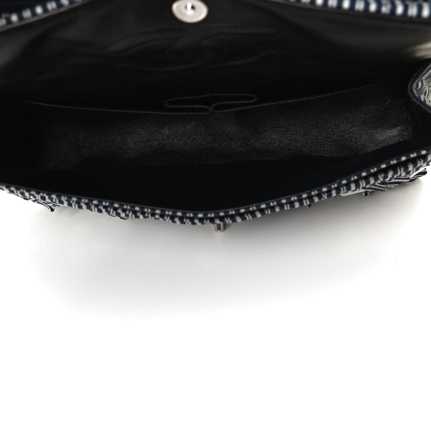 Canvas Sequin Stripe Medium Double Flap Navy Blue