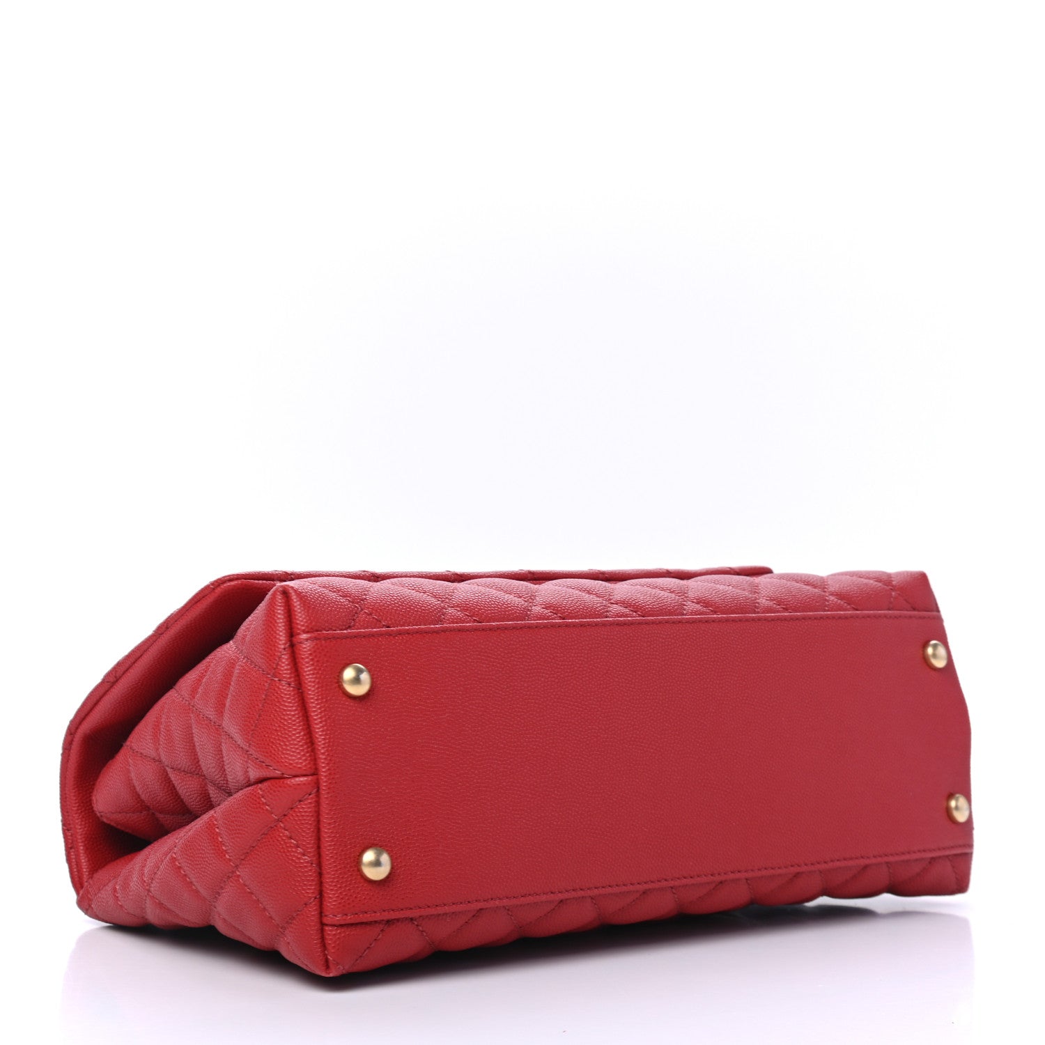 Chanel Caviar Lizard Embossed Quilted Small Coco Handle Flap Red 3 of 6