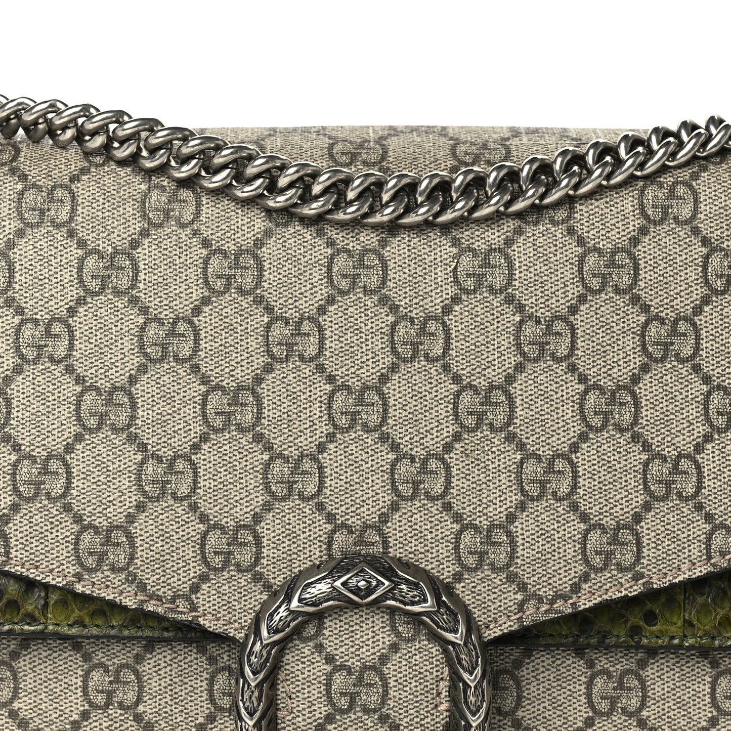 GG Supreme Monogram Snakeskin Medium Dionysus Shoulder Bag  Brown