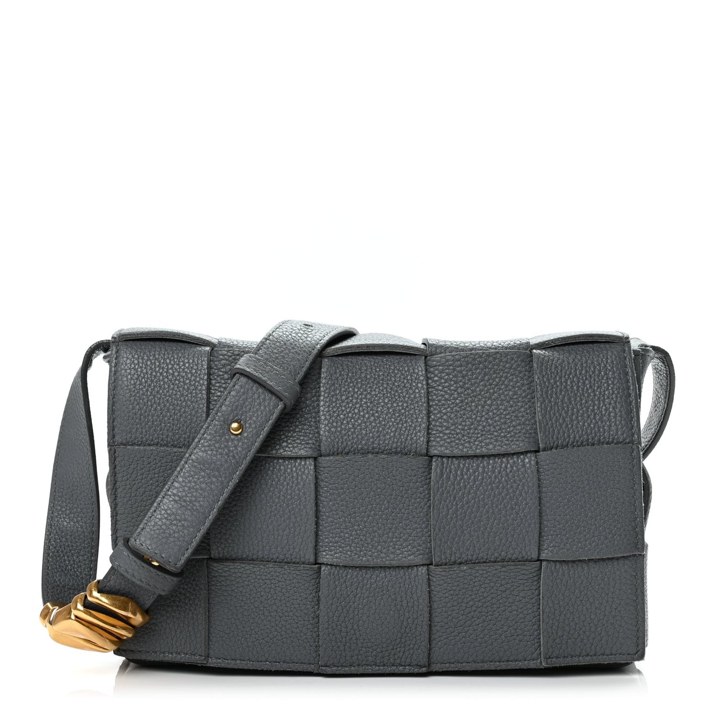 Grained Calfskin Maxi Intrecciato Cassette Crossbody Bag Thunder