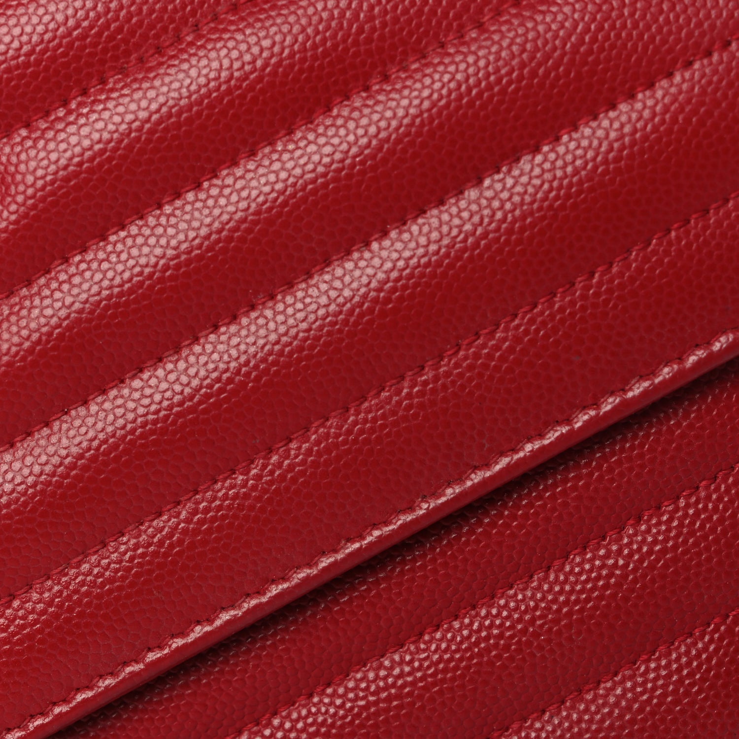 Saint Laurent Grain De Poudre Matelasse Chevron Monogram Chain Wallet New Red 6 of 9