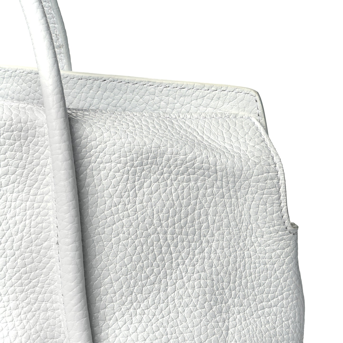 London Grainy Calfskin Medium Baynard Tote White