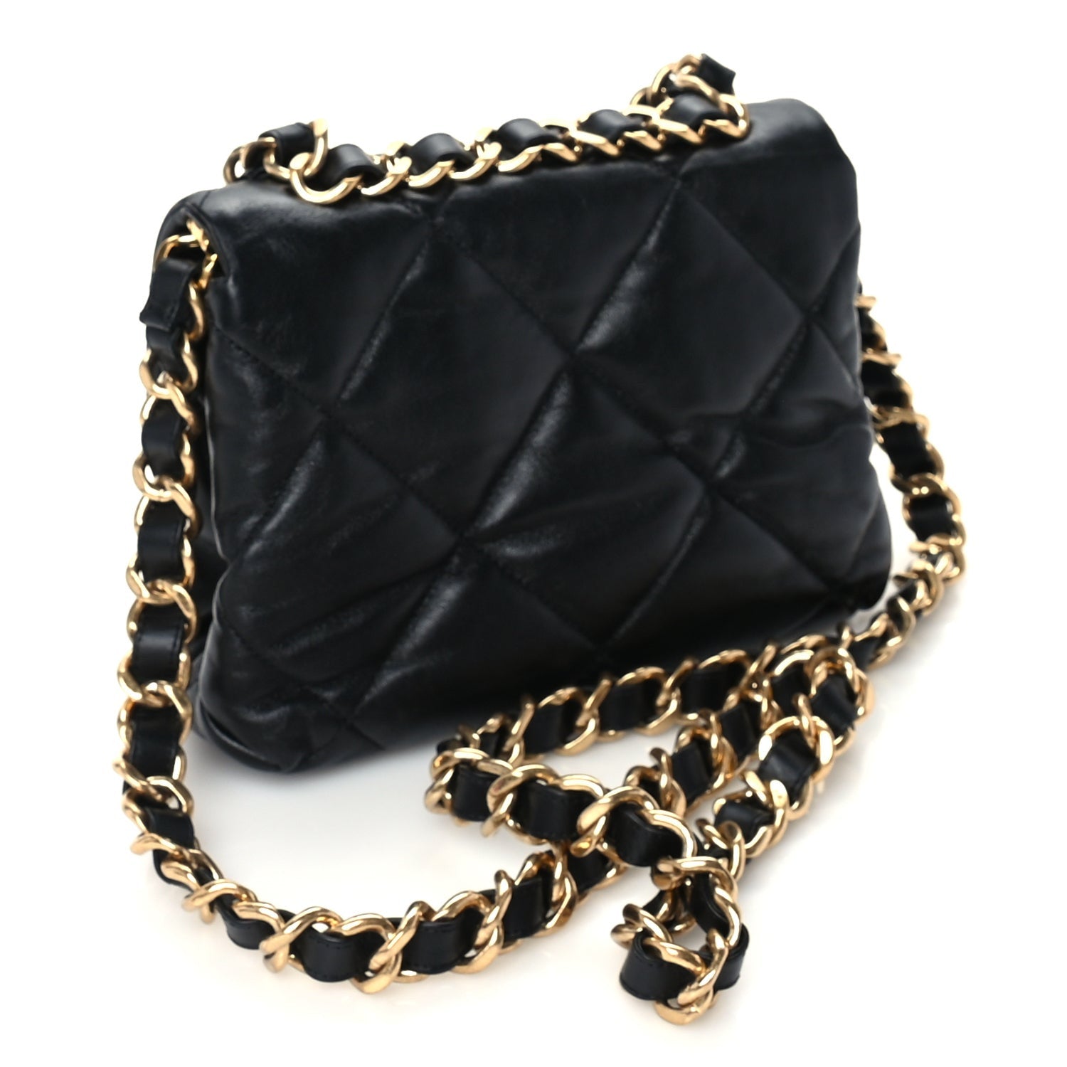 Chanel Lambskin Quilted Small Chain Top Handle Flap  Black 2 of 9