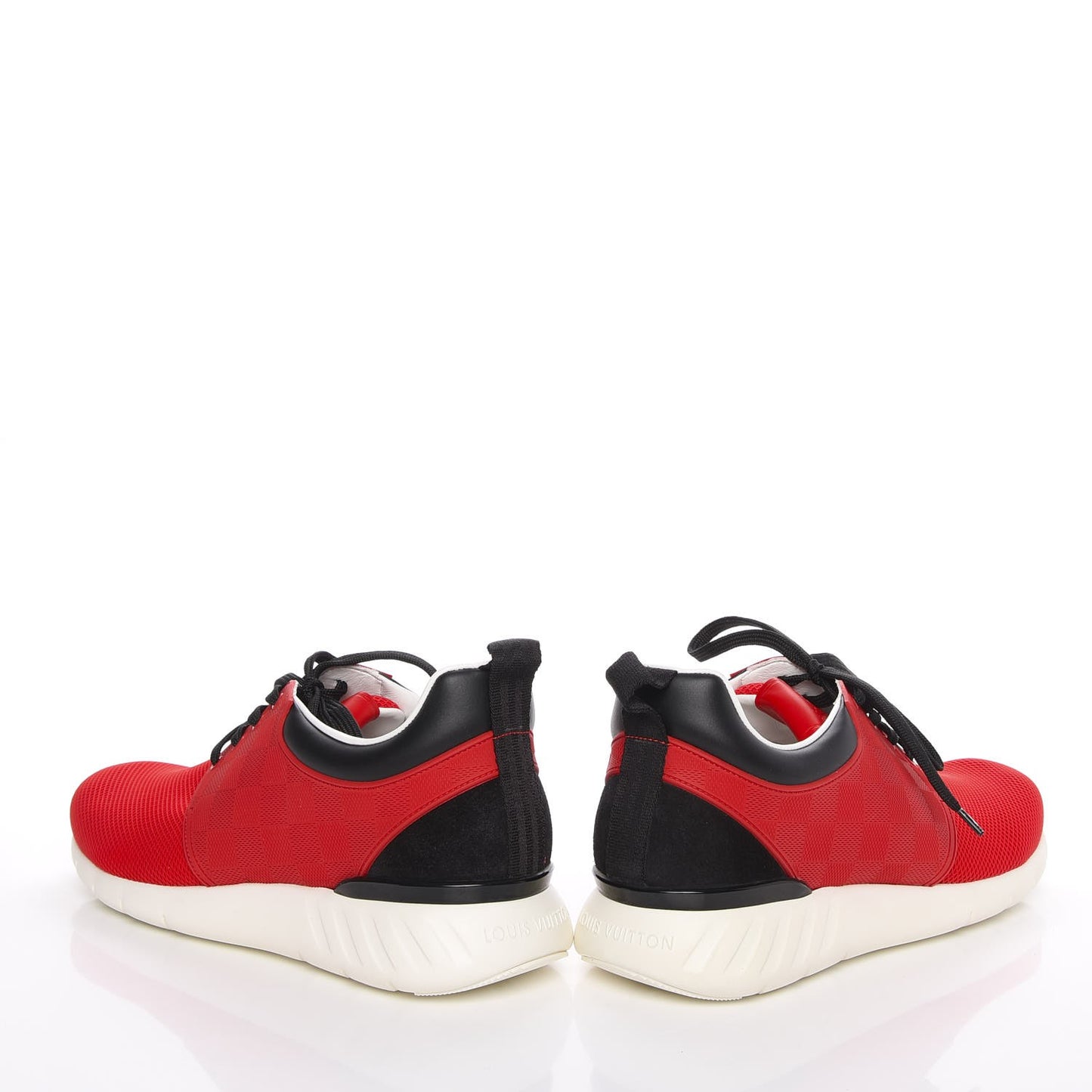 Rubber Mesh Suede Damier Fastlane Low Sneakers 7 Rouge