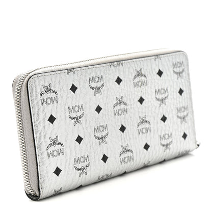 MCM Metallic Visetos Large Zip Around Wallet Silver 3 of 11