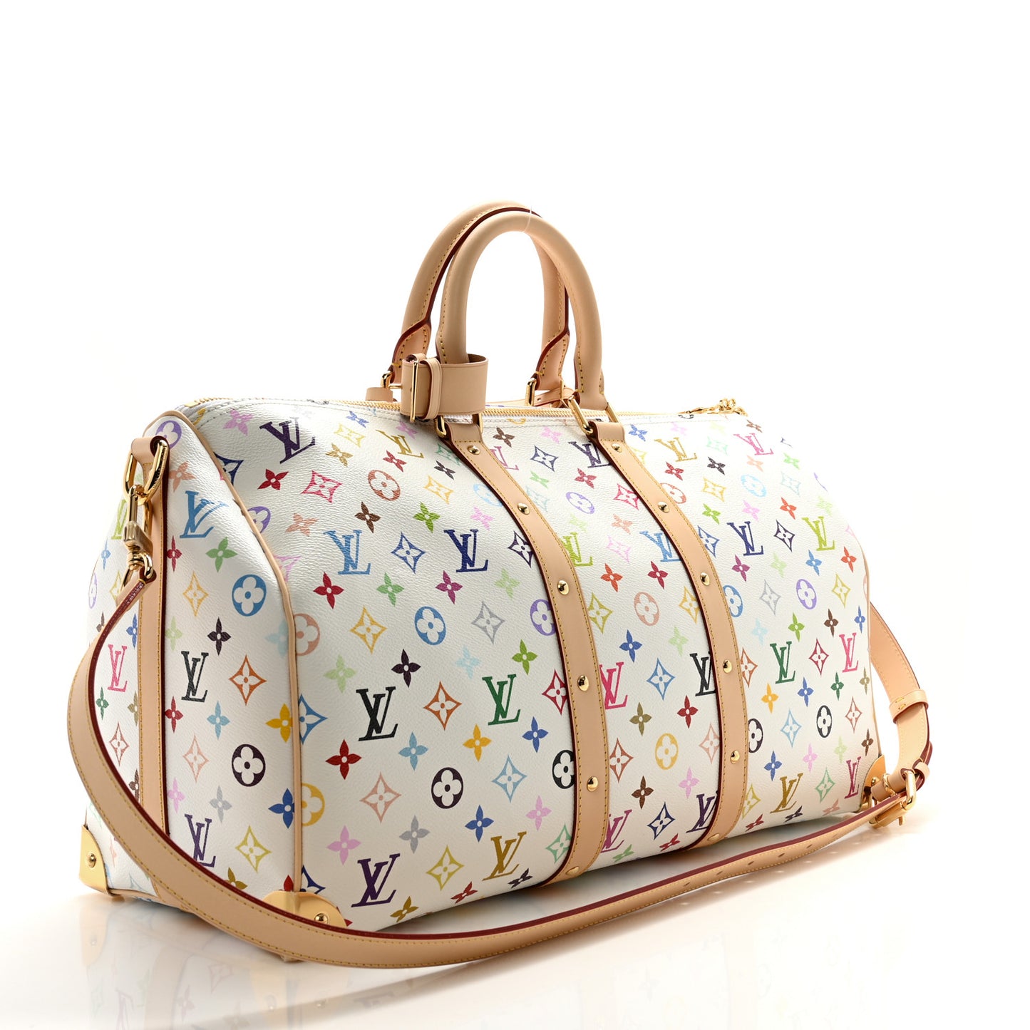 LV X TM Monogram Multicolor Keepall Bandouliere 45 White