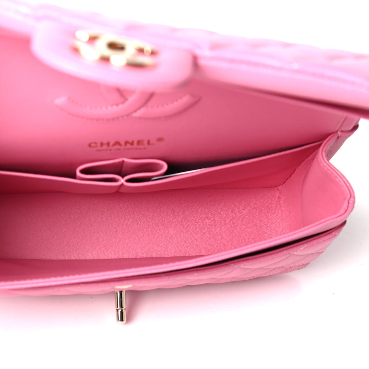 Caviar Quilted Medium Double Flap Pink