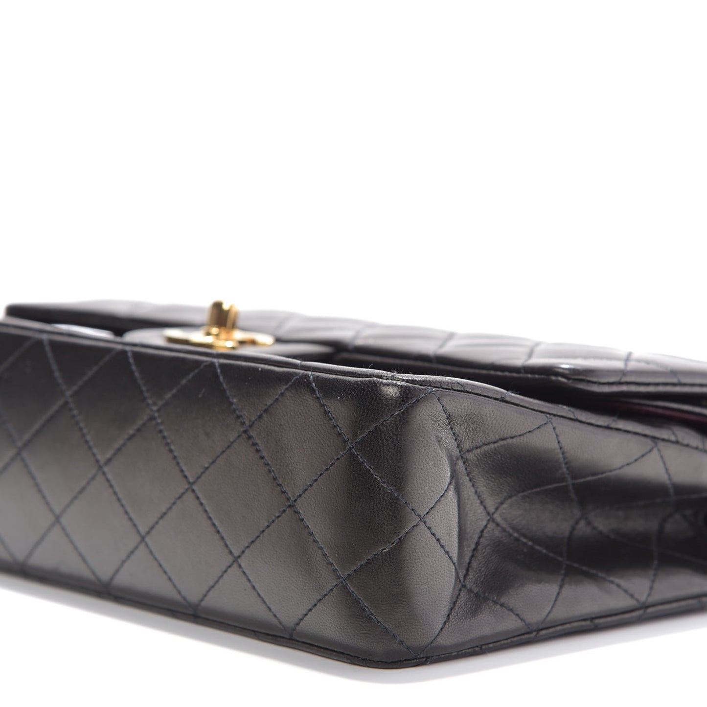 Lambskin Quilted Medium Double Flap Black