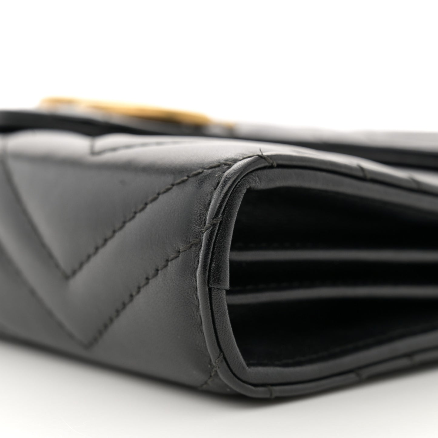 Calfskin Matelasse GG Marmont Chain Wallet Black
