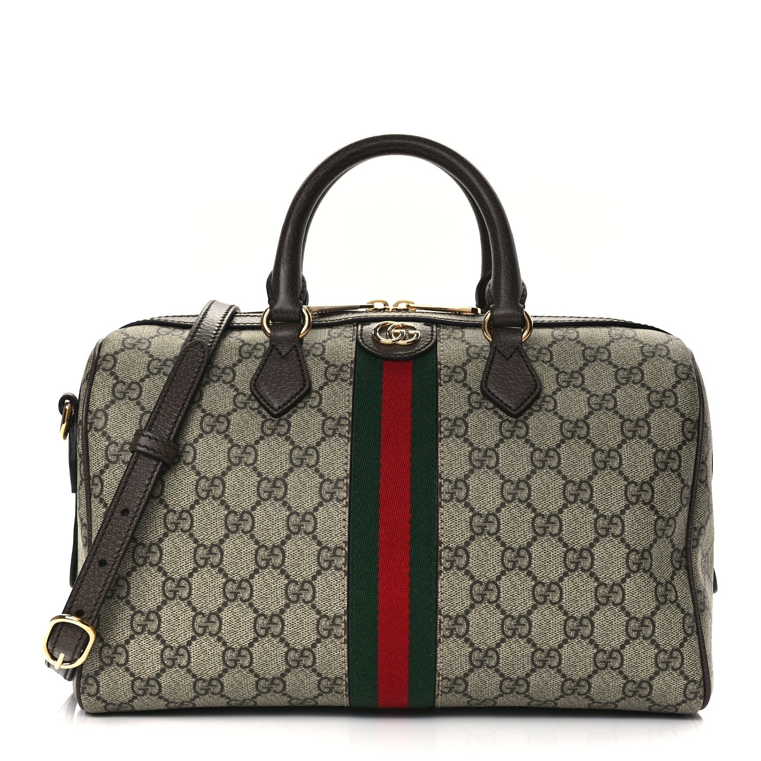 Gucci GG Supreme Monogram Web Large Ophidia Boston Bag Beige Ebony 1 of 9