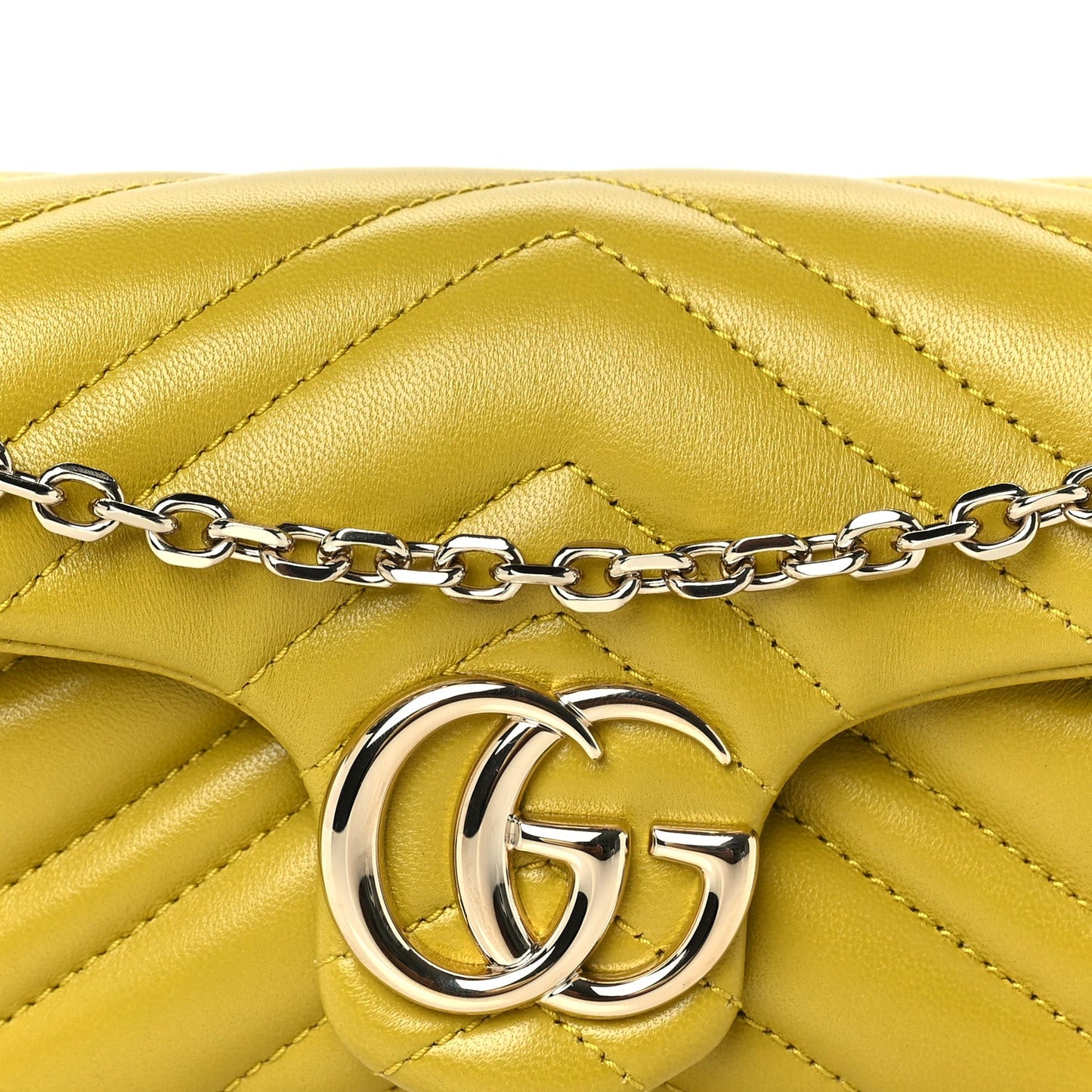 Lambskin Matelasse Mini GG Marmont Shoulder Bag Yellow
