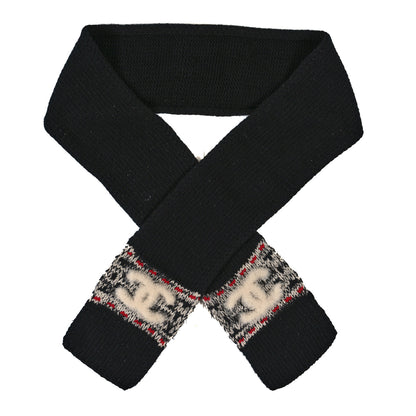 Chanel Wool Shearling CC Scarf Black White 1 of 4