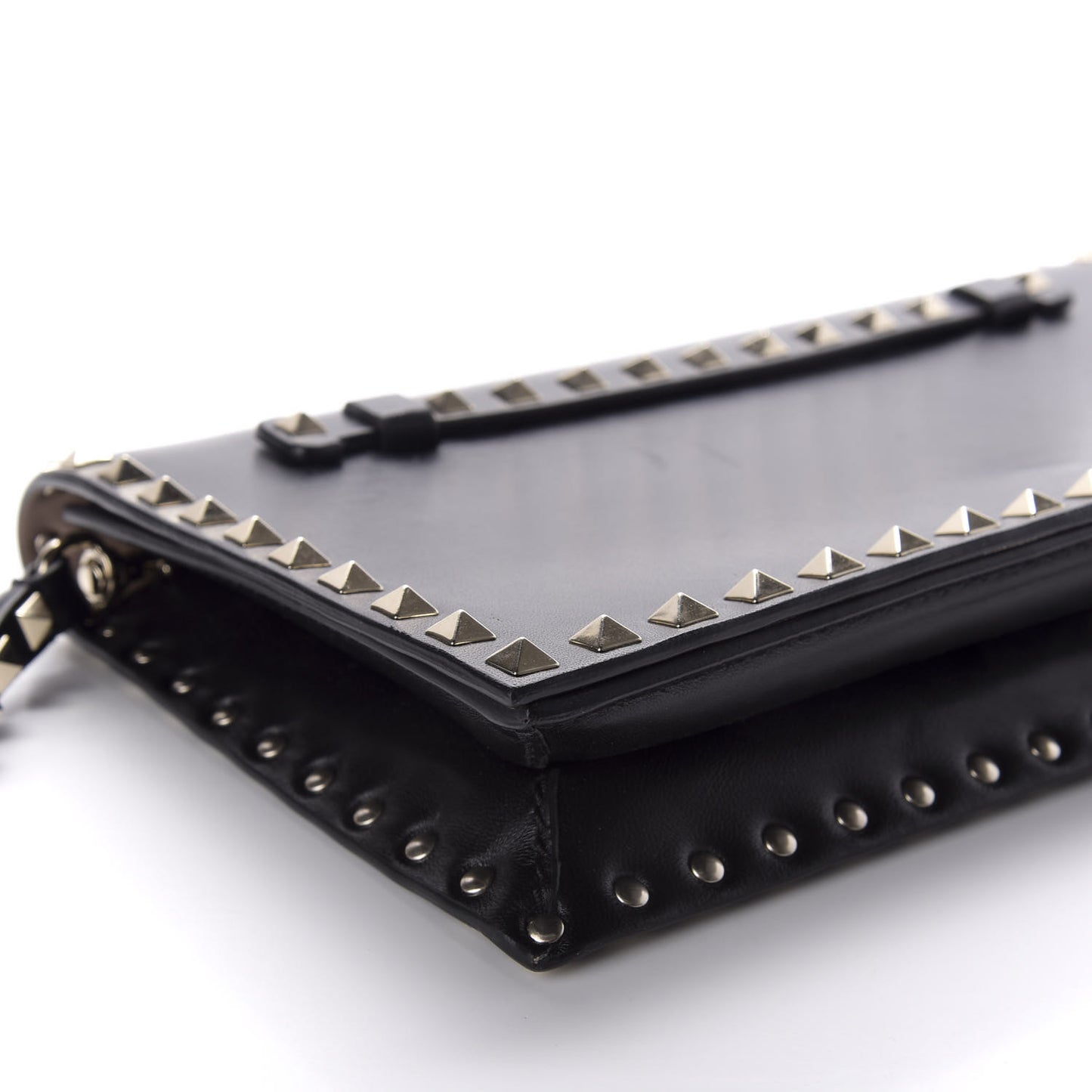 Nappa Rockstud Wristlet Clutch Black