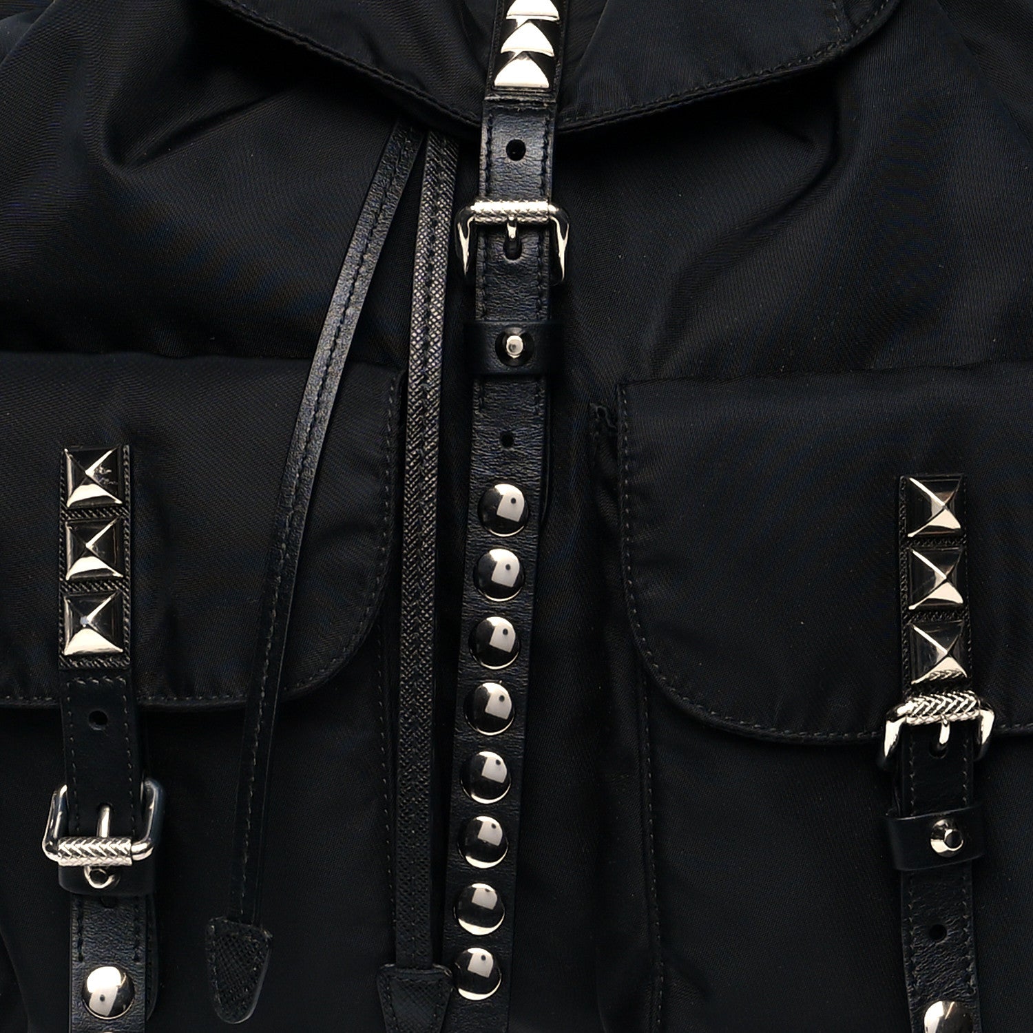 Prada Nylon New Vela Studded Backpack Black 6 of 11