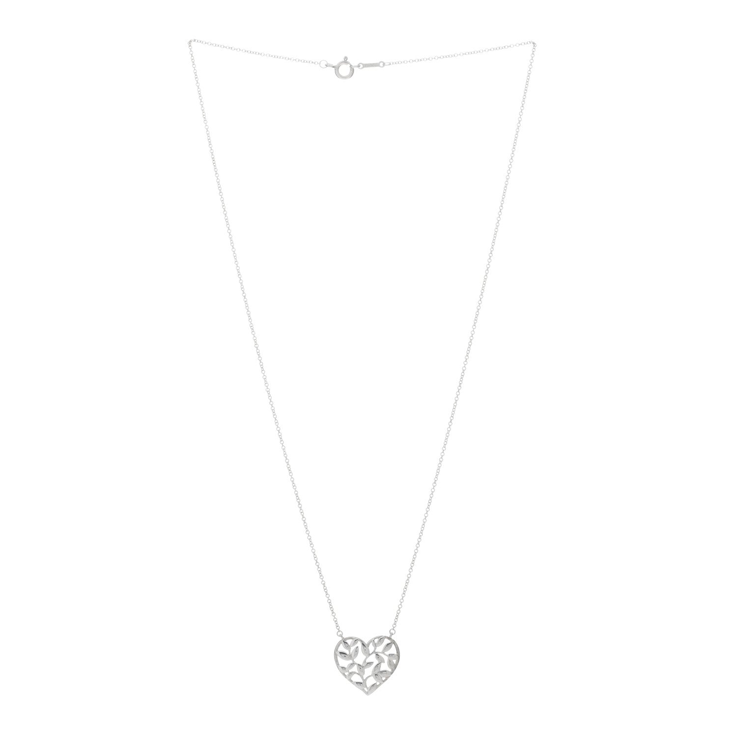 Tiffany Sterling Silver Paloma Picasso Olive Leaf Heart Pendant Necklace 2 of 4