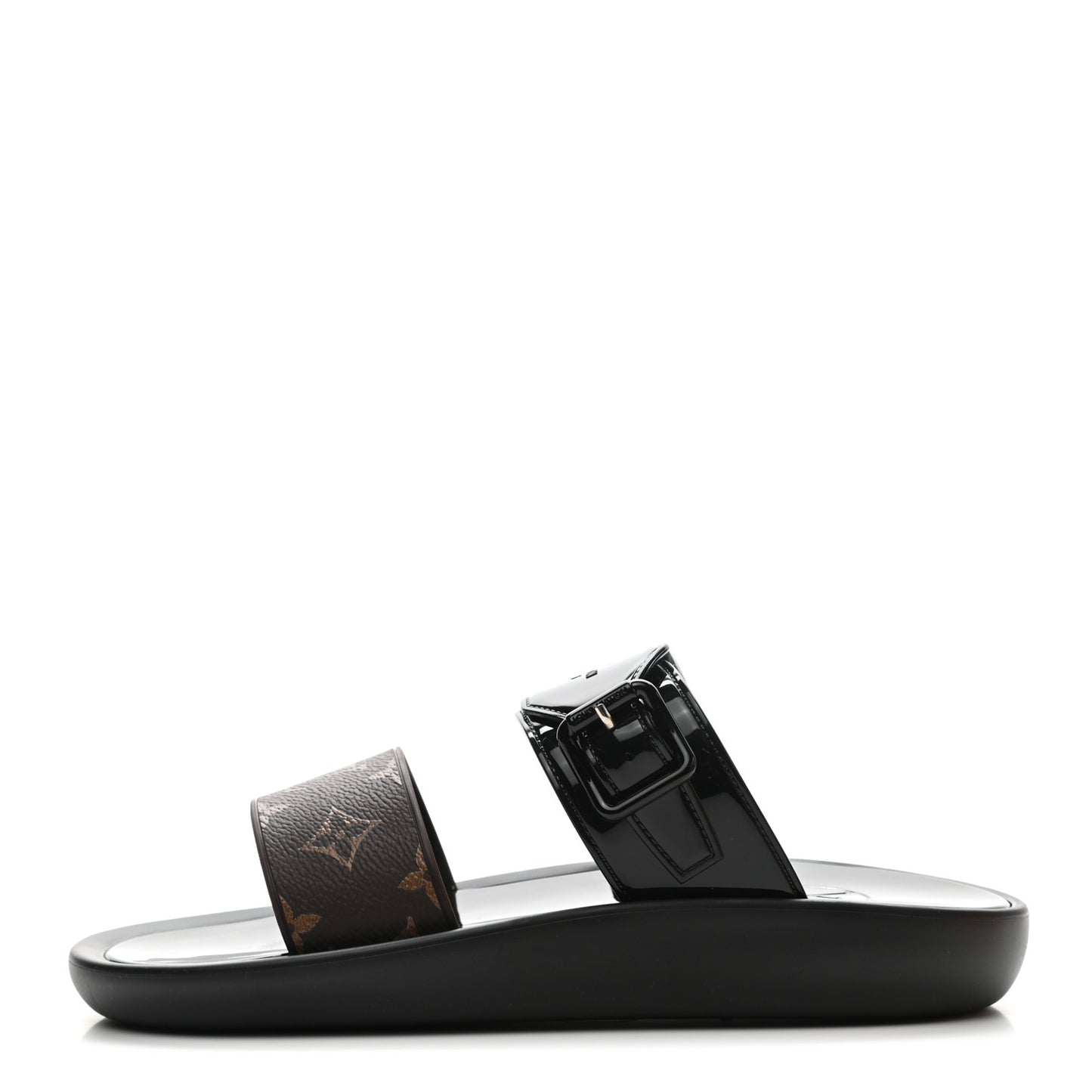 Monogram Sunbath Flat Mule Sandals 40 Black