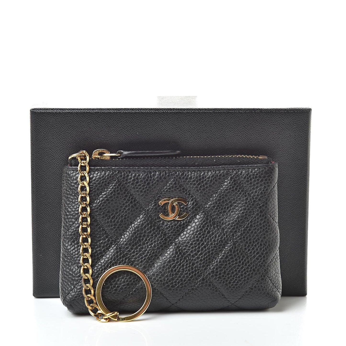 Caviar Quilted Key Holder Case Black