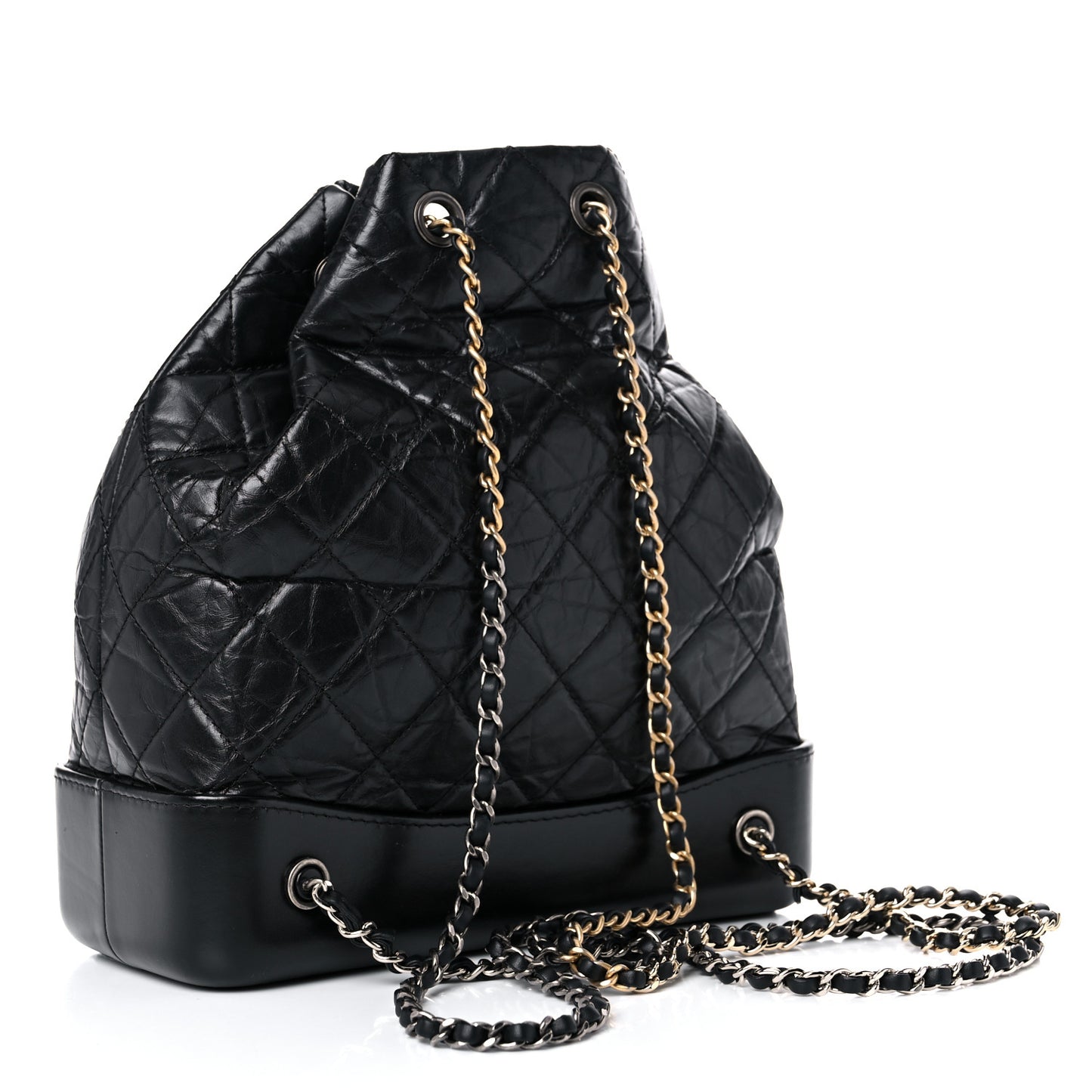 Aged Calfskin Quilted Gabrielle Backpack Black