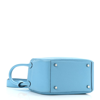 Hermes Taurillon Clemence Mini Lindy 20 Bleu Du Nord 4 of 10