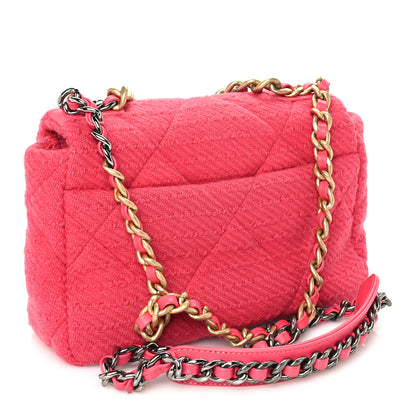 Chanel Tweed Quilted Medium Chanel 19 Flap Pink 2 of 9