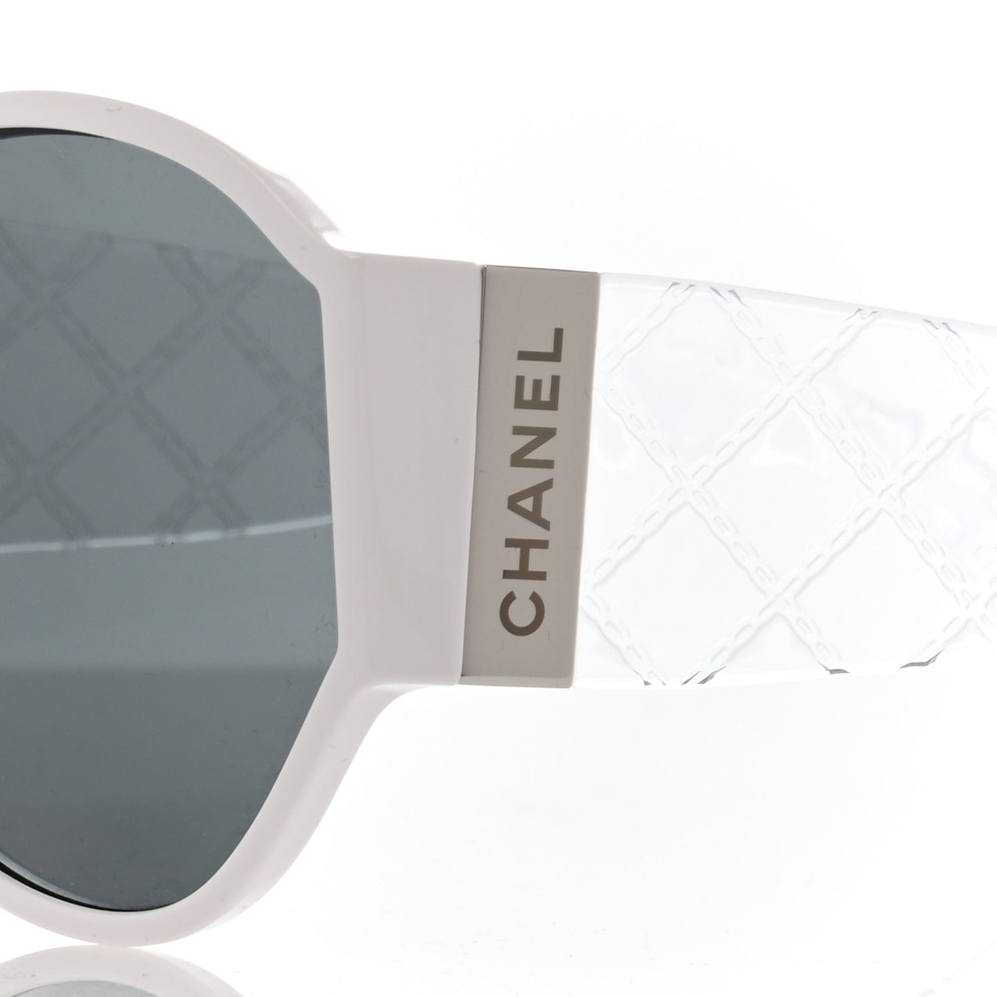 Acetate Quilted CC Sunglasses 5426 White