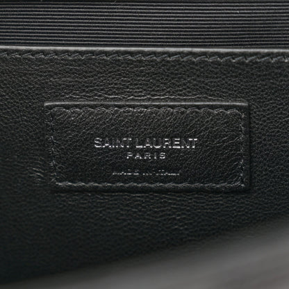 Saint Laurent Grain De Poudre Textured Mixed Matelasse Triquilt Medium Monogram Satchel Black 6 of 7