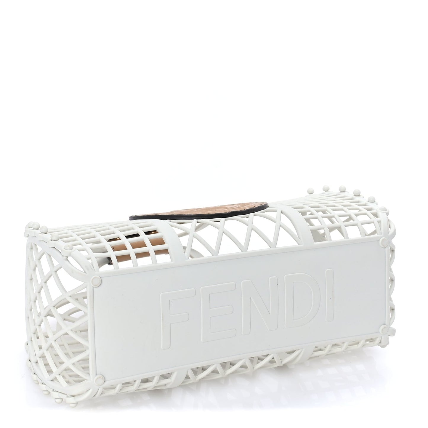 Recycled Plastic Vitello Liberty Matte Small  Basket  White Ice Miele Scuro