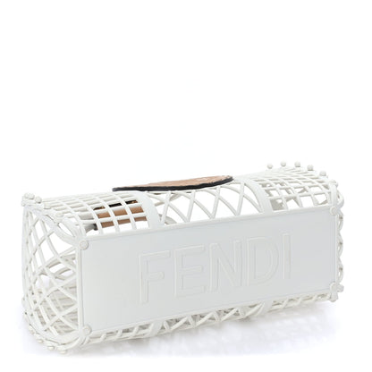 Fendi Recycled Plastic Vitello Liberty Matte Small  Basket  White Ice Miele Scuro 3 of 7