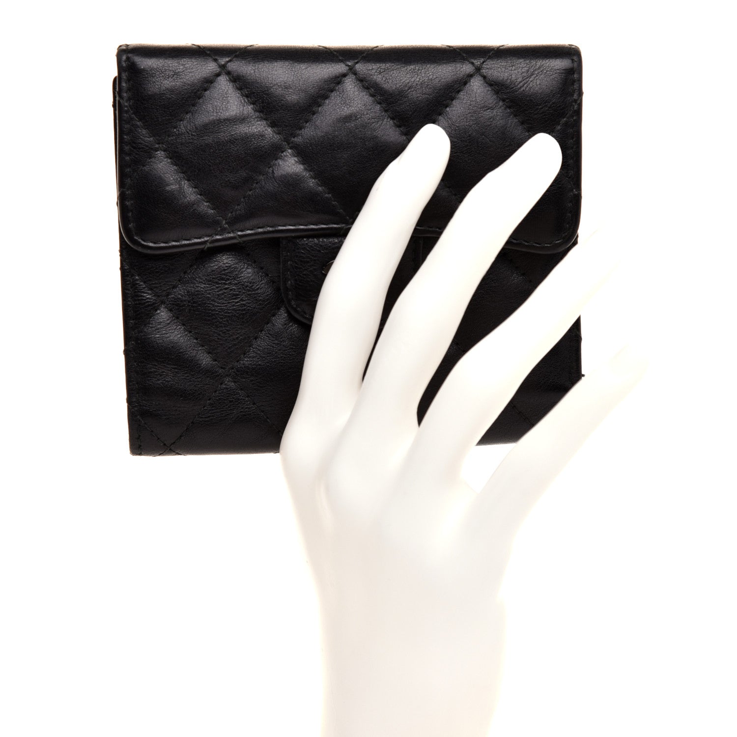 Chanel Calfskin Quilted Compact Flap Wallet So Black 2 of 10