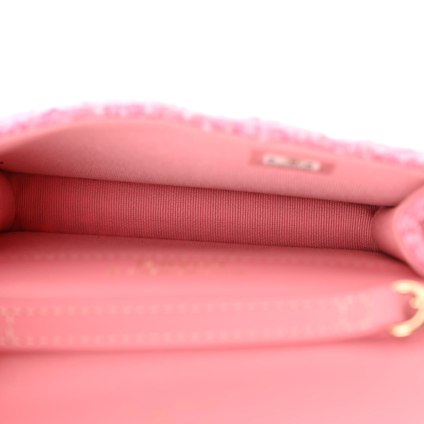 Tweed Quilted Flap Chain Waist Bag Pink