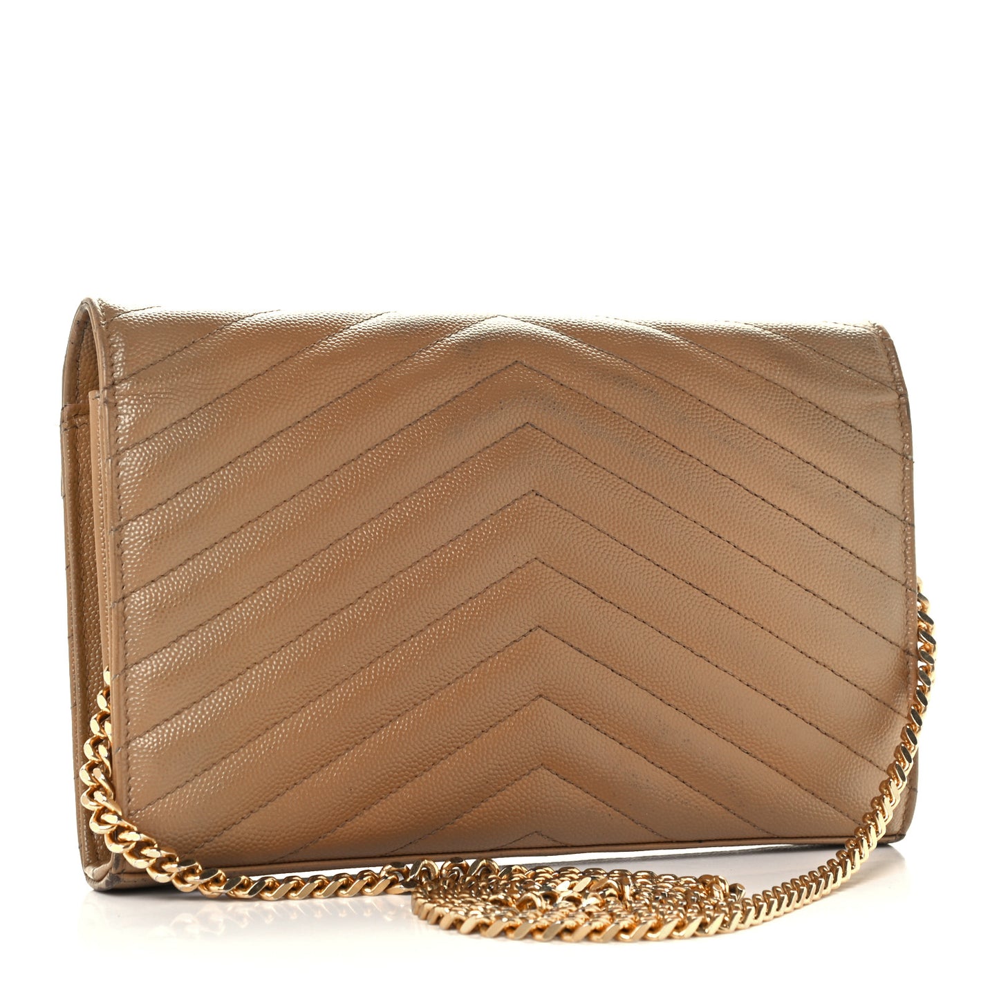 Grain De Poudre Matelasse Chevron Cassandre Chain Wallet Cork