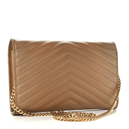 Saint Laurent Grain De Poudre Matelasse Chevron Cassandre Chain Wallet Cork 3 of 12