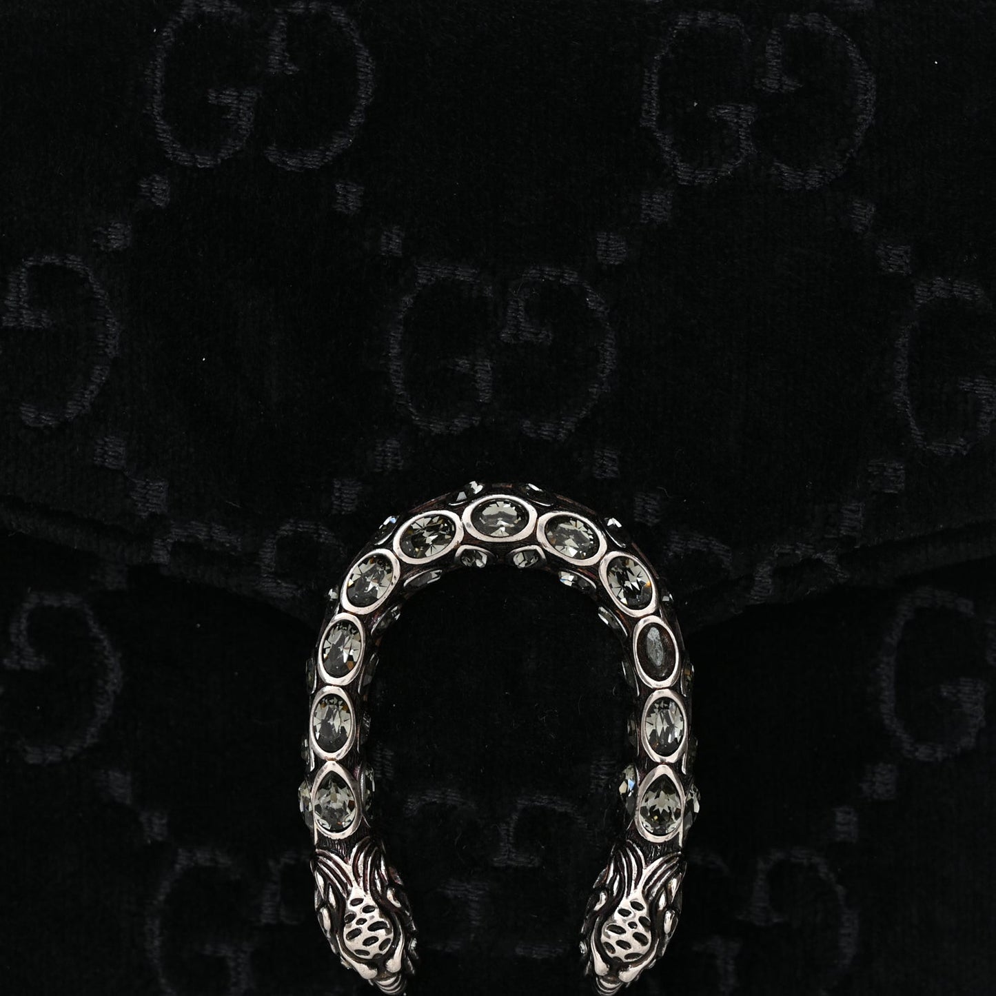 Velvet GG Monogram Mini Dionysus Chain Wallet Black