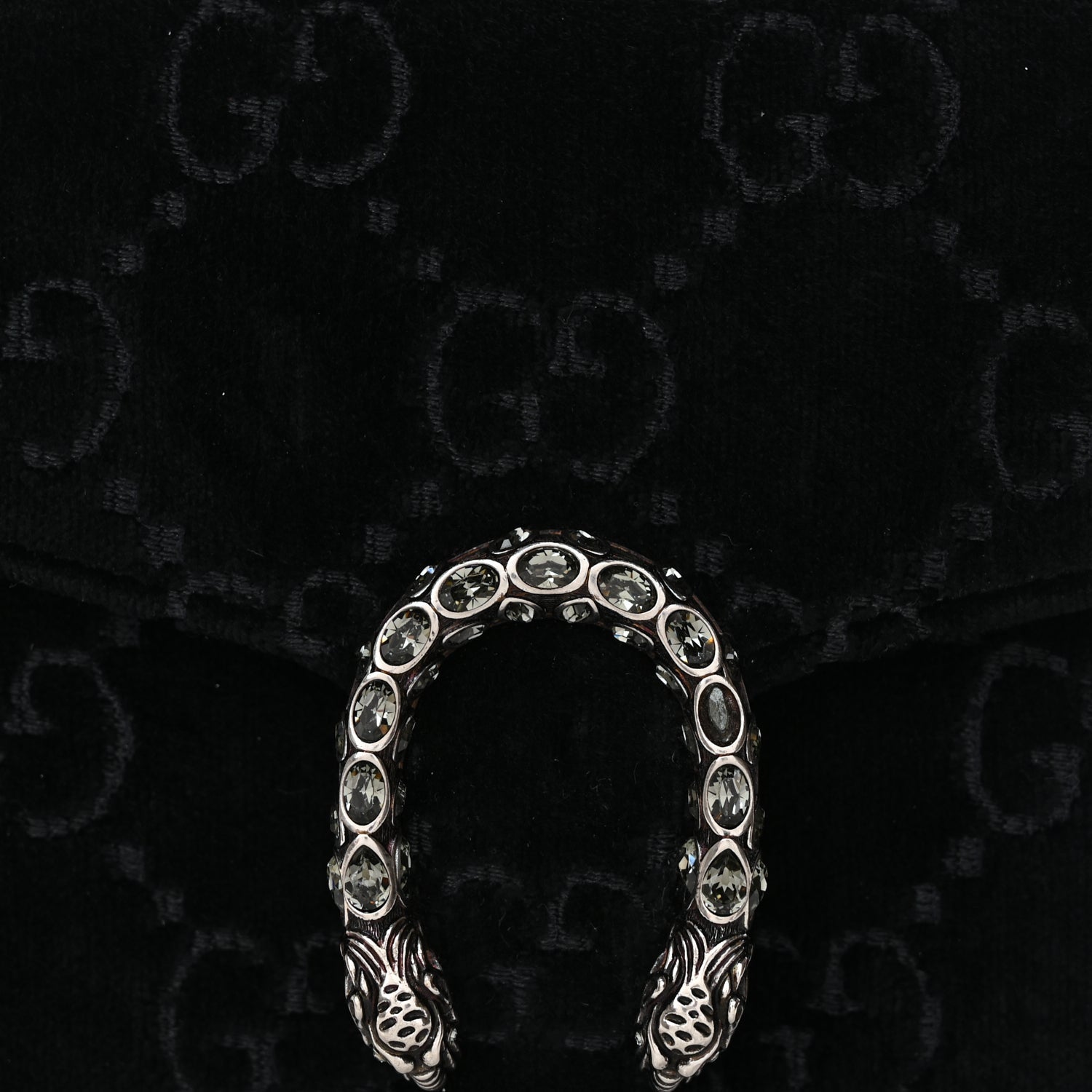 Gucci Velvet GG Monogram Mini Dionysus Chain Wallet Black 5 of 9