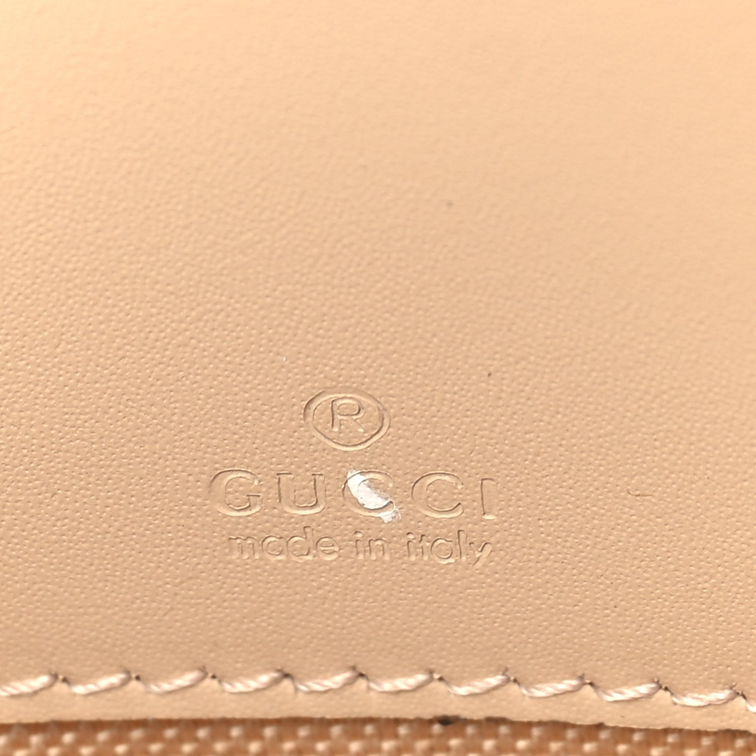 Gucci Calfskin GG Super Mini Debossed Chain Wallet  Light Beige 5 of 8