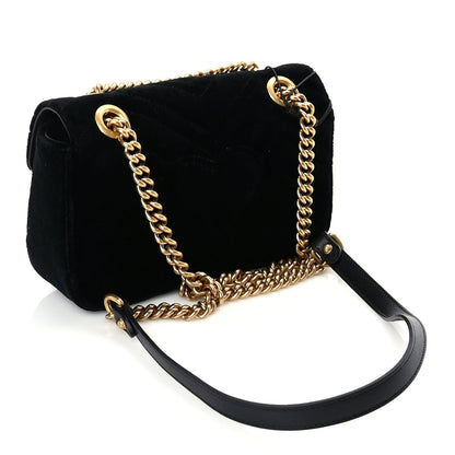 Gucci Velvet Matelasse Mini GG Marmont Shoulder Bag  Black 2 of 9