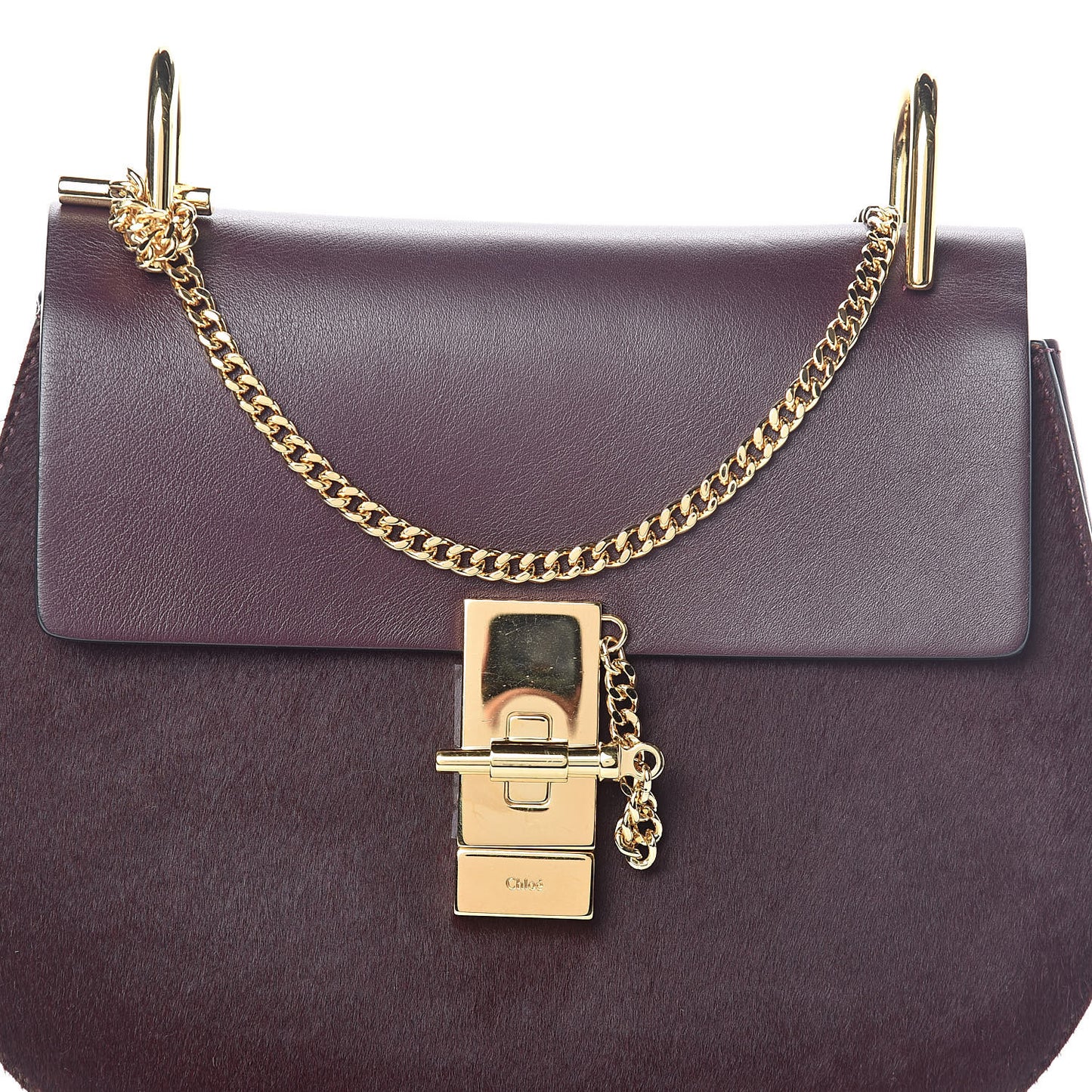 Calfskin Pony Hair Drew Shoulder Bag Sienna Red