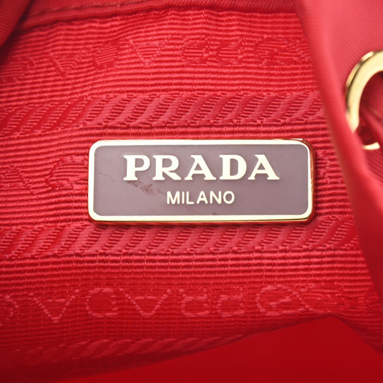 Prada Saffiano Tessuto Nylon Vela Bucket Wristlet Rosso 6 of 8