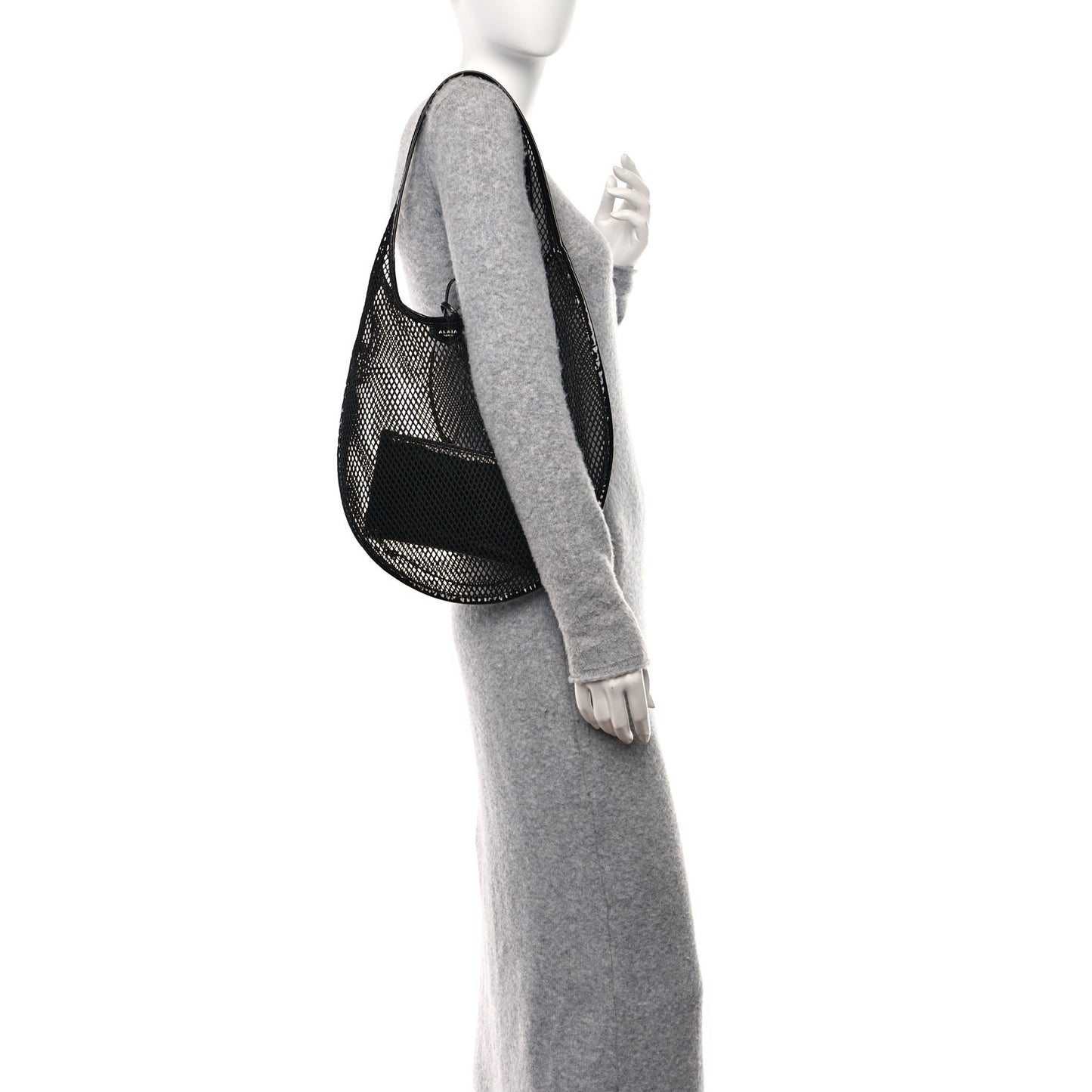 Fishnet Patent Calfskin Medium One Piece Bag Black