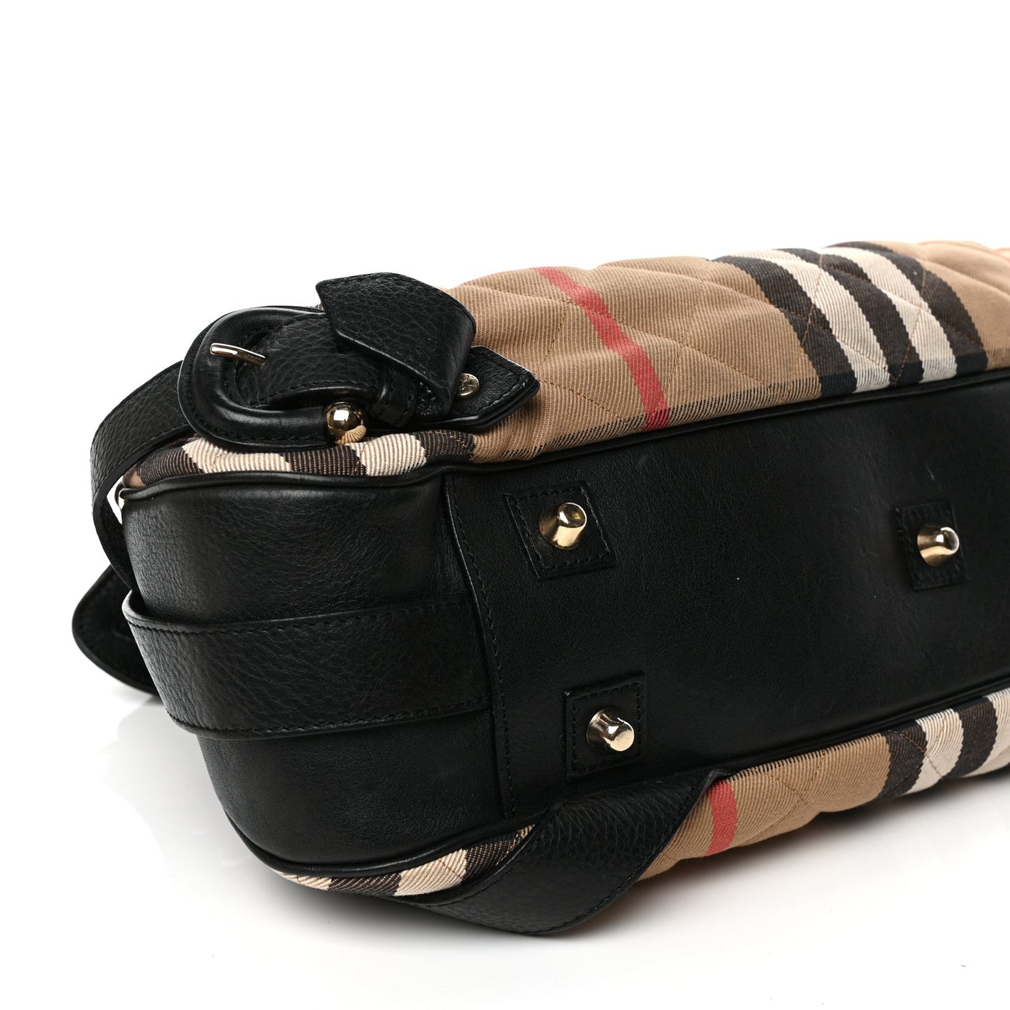 Grainy Calfskin House Check Margaret Bag Black