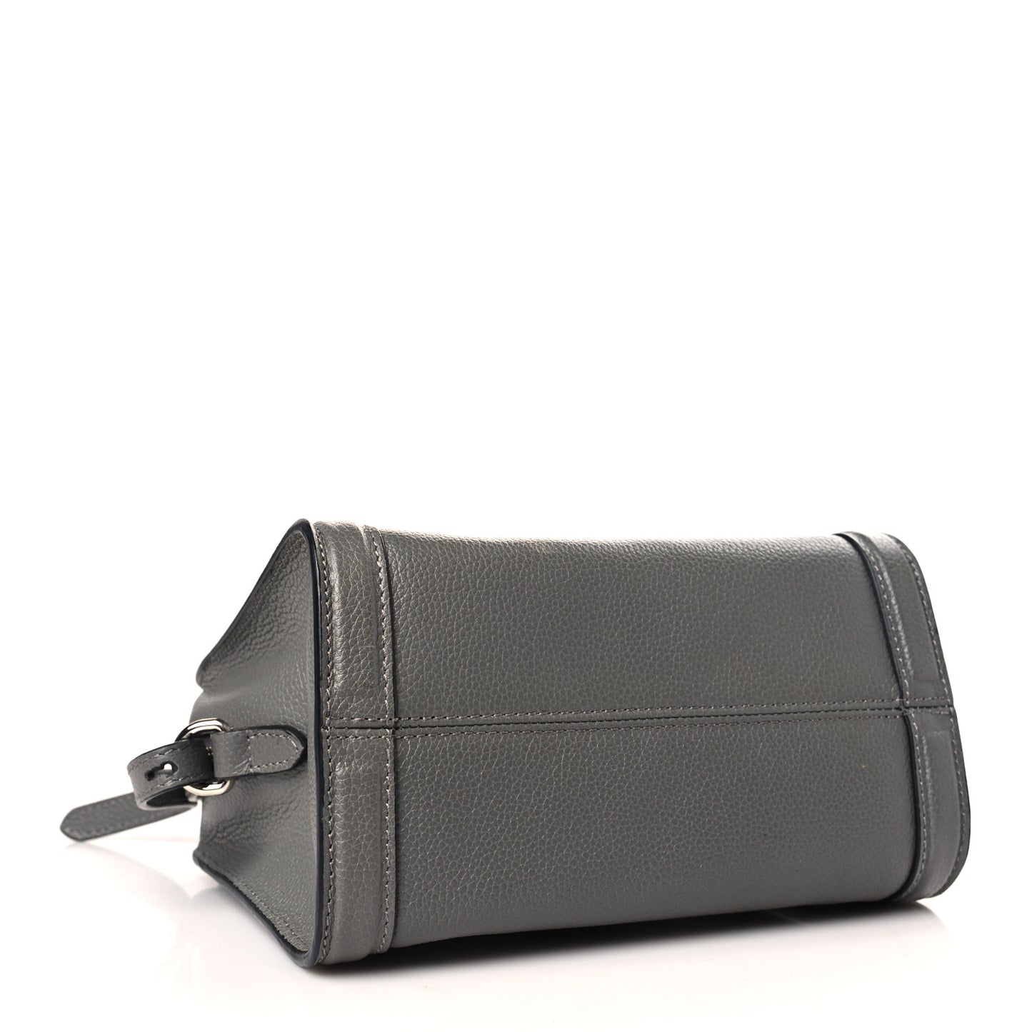 Pebbled Calfskin Mini Skull Padlock Zip Around Tote Grey