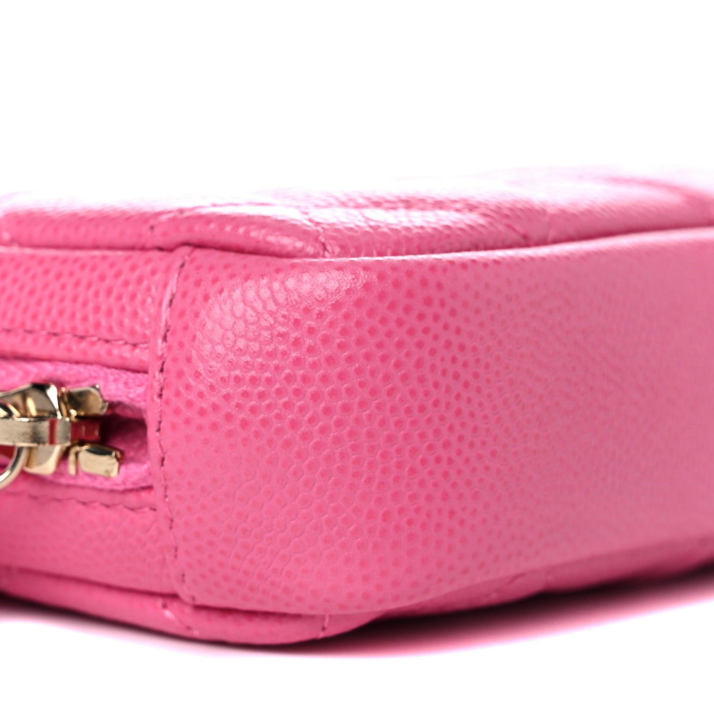 Caviar Quilted Small Curvy Pouch Cosmetic Case Pink