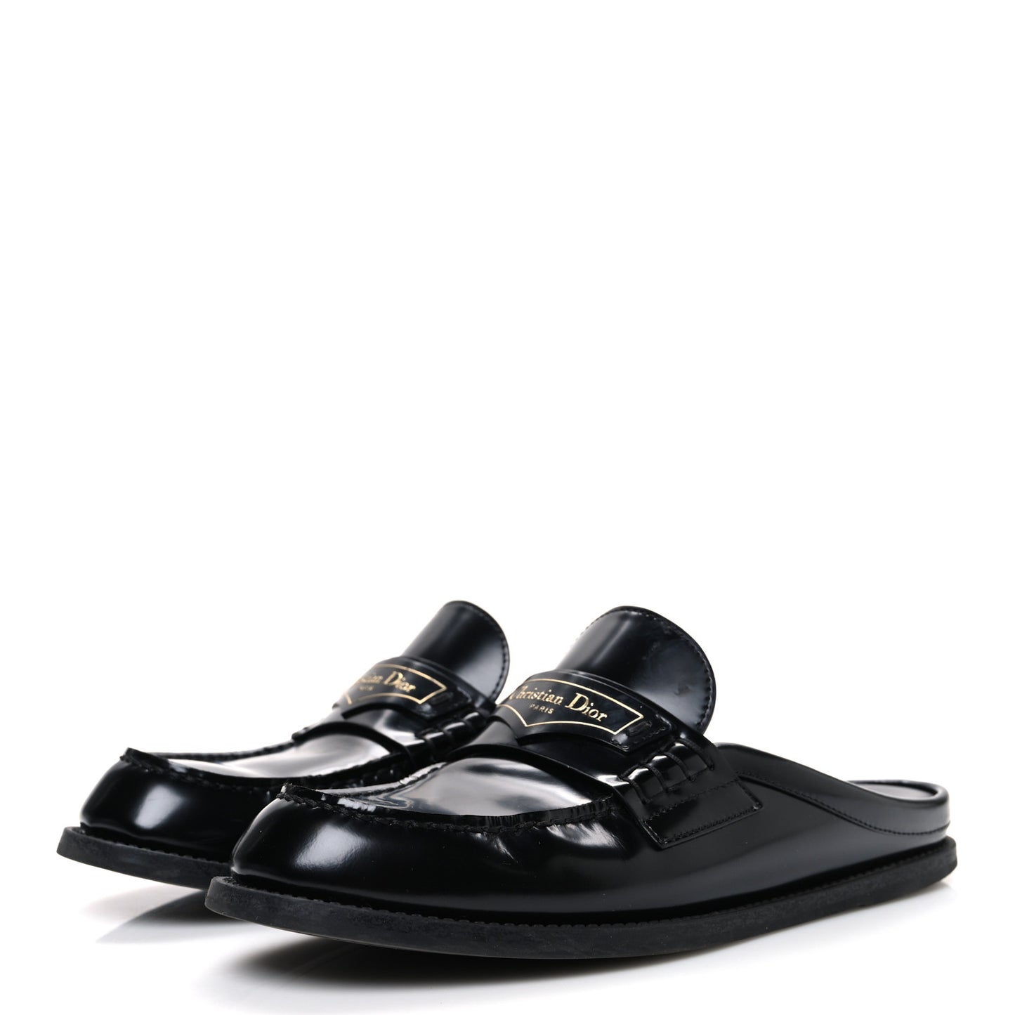 Brushed Calfskin Boy Loafer Mule 36 Black