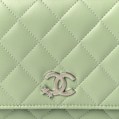 Chanel Lambskin Quilted Crystal Star Wallet On Chain WOC Green 7 of 9