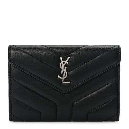 Saint Laurent Lambskin Y Quilted Monogram Small Loulou Envelope Wallet Black 1 of 7
