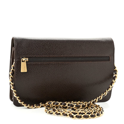 Chanel Caviar Timeless CC Wallet On Chain WOC Dark Brown 3 of 10