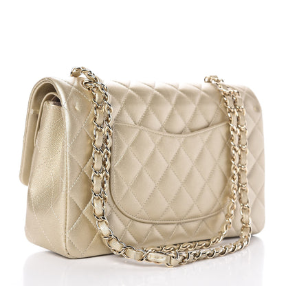 Chanel Metallic Caviar Quilted Medium Double Flap Light Gold 4 of 9